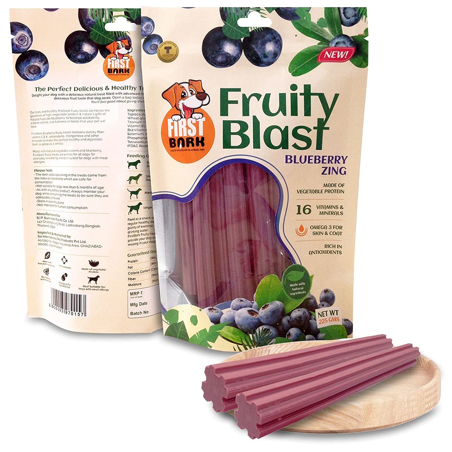 First Bark Fruity Blast Blueberry Zing - 225 gms