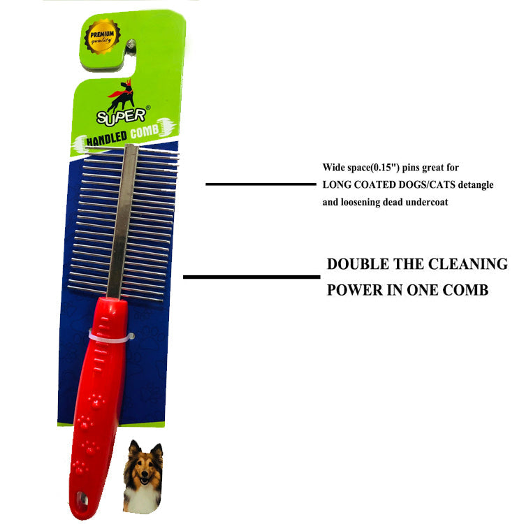 Double Sided Pet Comb Stainless Steel - Medium (Red) freeshipping - Indihopshop