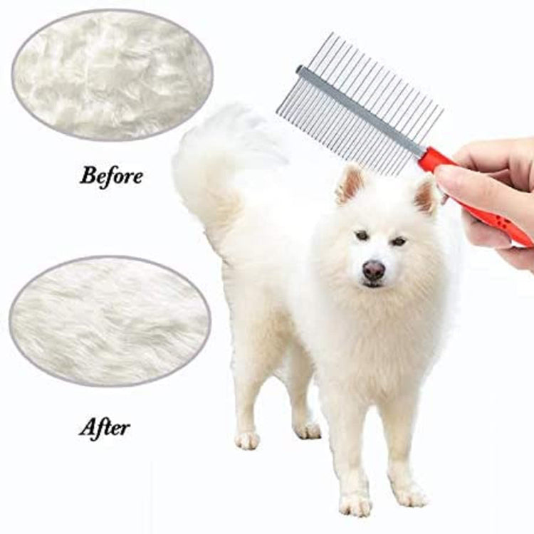 Double Sided Pet Comb Stainless Steel - Medium (Red) freeshipping - Indihopshop