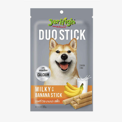 JerHigh Duo Stick Dog Treat - Milk with Banana - 50 g