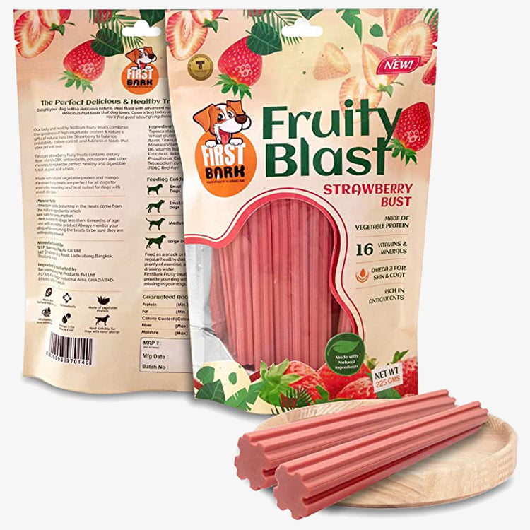 First Bark Fruity Bites Strawberry - 225 gms