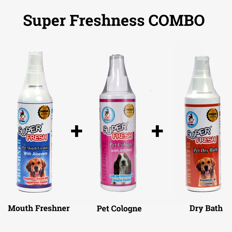 Pet Perfume/Cologne Natural Flowers + Dog Dry Bath Spray + Natural Canine Mouth Wash/Freshner