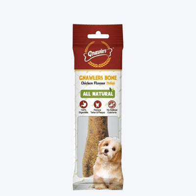 Gnawlers Dog Chicken Chew Bone, 100% Rawhide Free 6 inch, Pack of 1