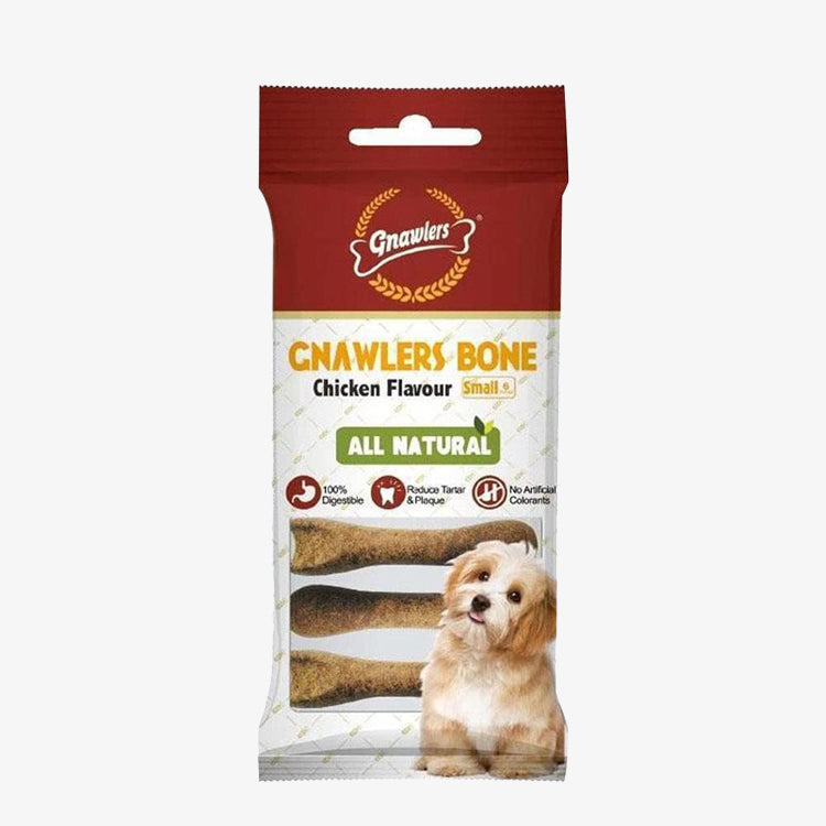 Gnawlers Dog Chicken Chew Bone, 100% Rawhide Free 3 inch, 6 in 1, 108gm, Pack of 6