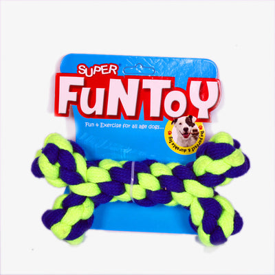 Knotted Cotton Rope Bone Toy & Cotton 6" Roep Toy COMBO