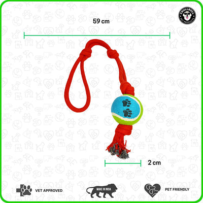 IndiHopShop Knot Rope Dog Tug Toy, Loop with Tennis Ball