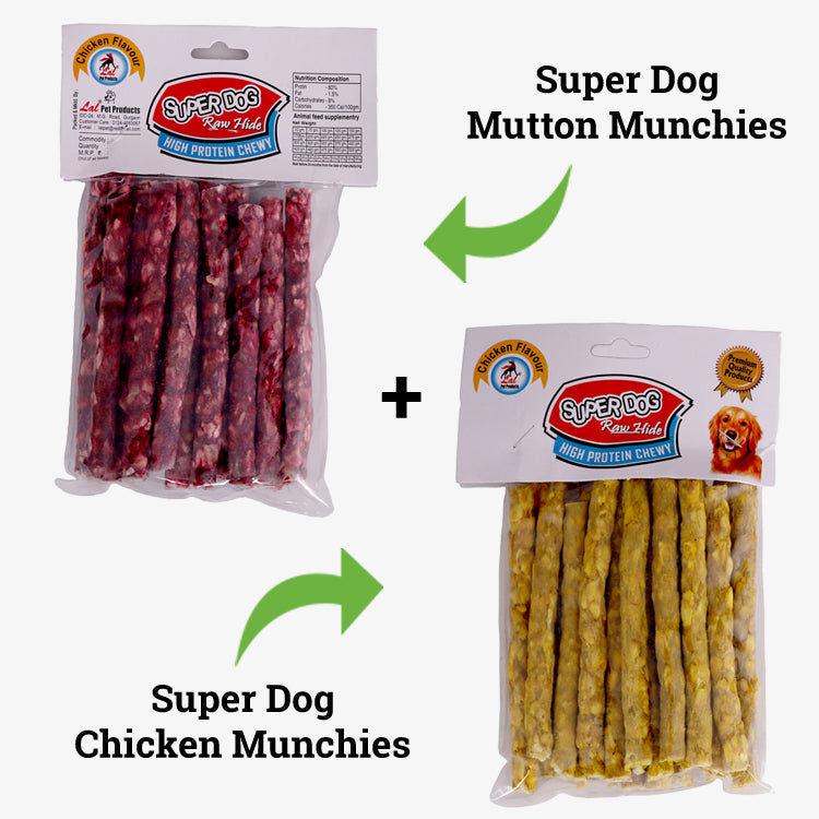 Chewing Munchy Sticks Dogs Snacks/Treats Chicken & Mutton COMBO