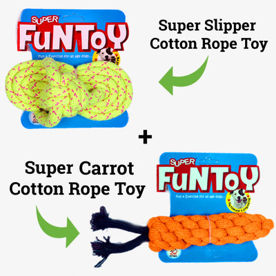 IndiHopShop Chew Dog Toys CARROT & SLIPPER COMBO