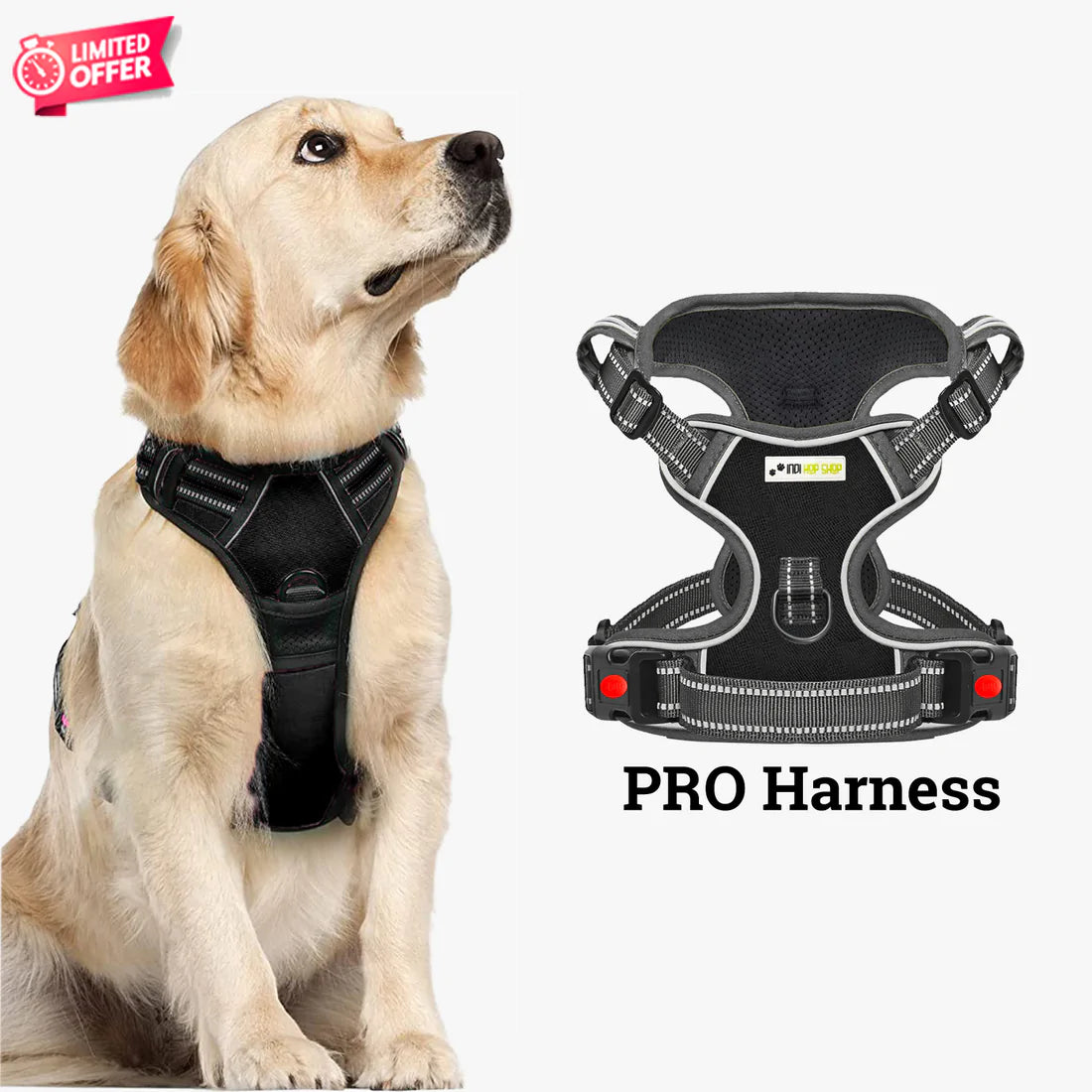 PRO Harness Black Reflective No Choke Adjustable Indihopshop